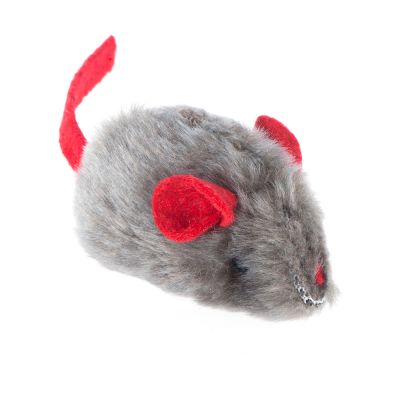 Grijze Pluche Speelmuis met piepgeluid en catnip